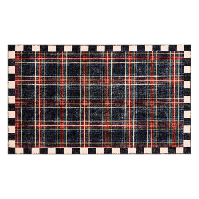 Stewart Tartan Black 3' x 5' Washable Rug image number 0