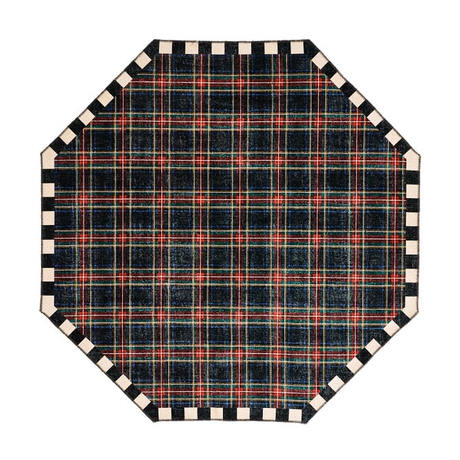 Stewart Tartan Black 6' Octagon Washable Rug image number 0