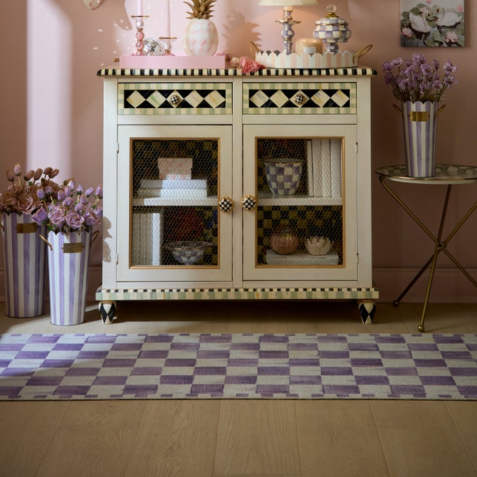 Violet Checkered 3' x 5' Washable Rug image number 1