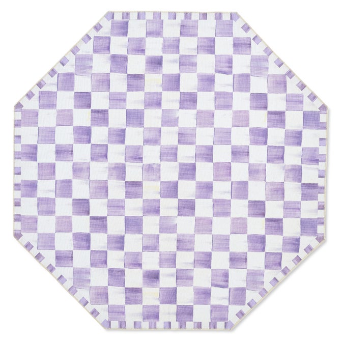 Violet Checkered 6' Octagon Washable Rug image number 0
