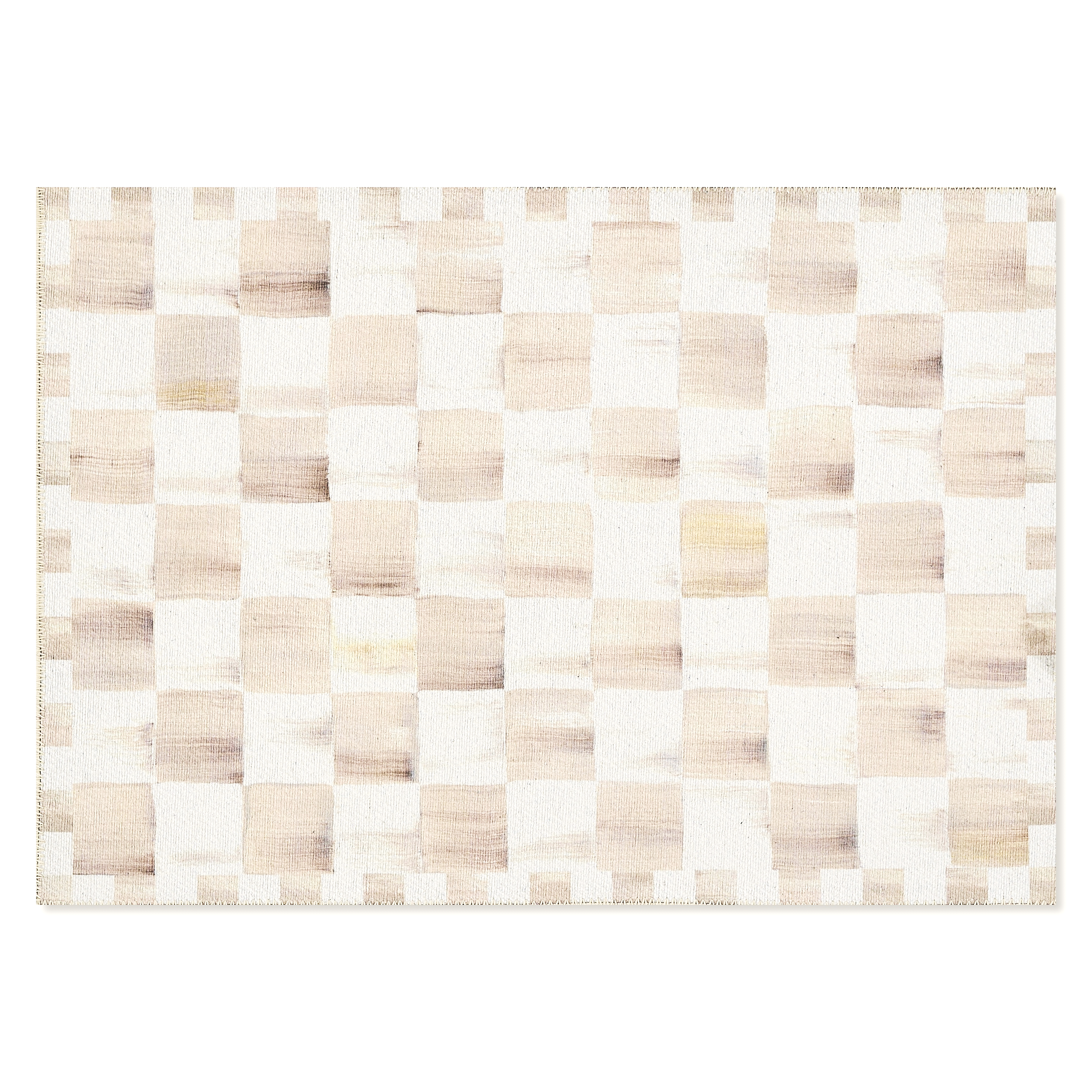 Mocha Checkered 2' x 3' Washable Rug