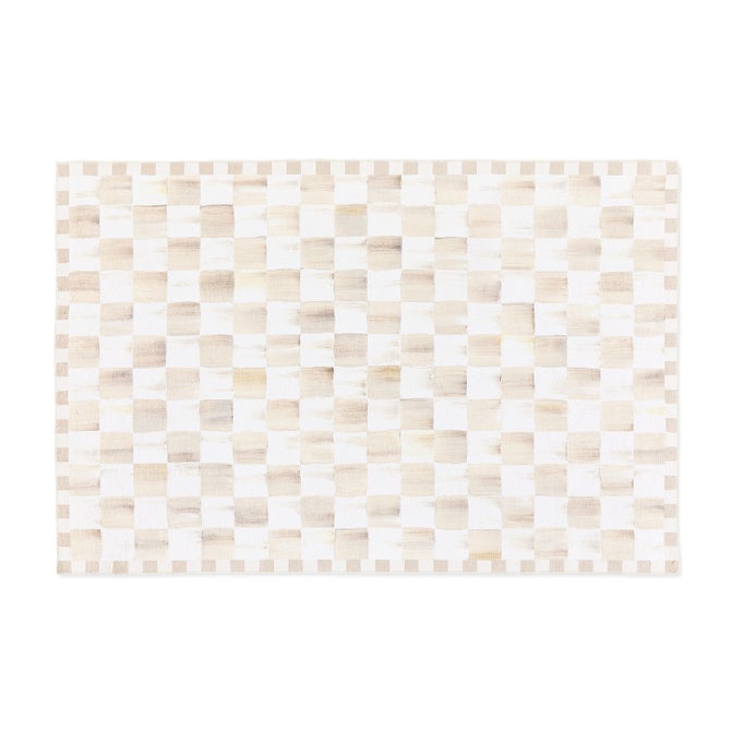 Mocha Checkered 3' x 5' Washable Rug image number 0