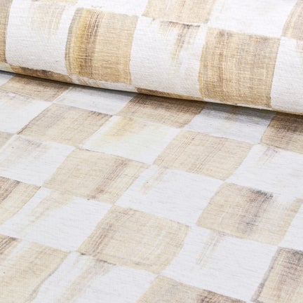 Mocha Checkered 6' Octagon Washable Rug