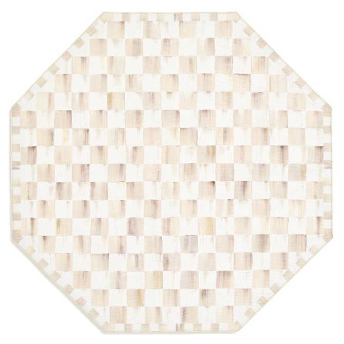 Mocha Checkered 6' Octagon Washable Rug image number 0