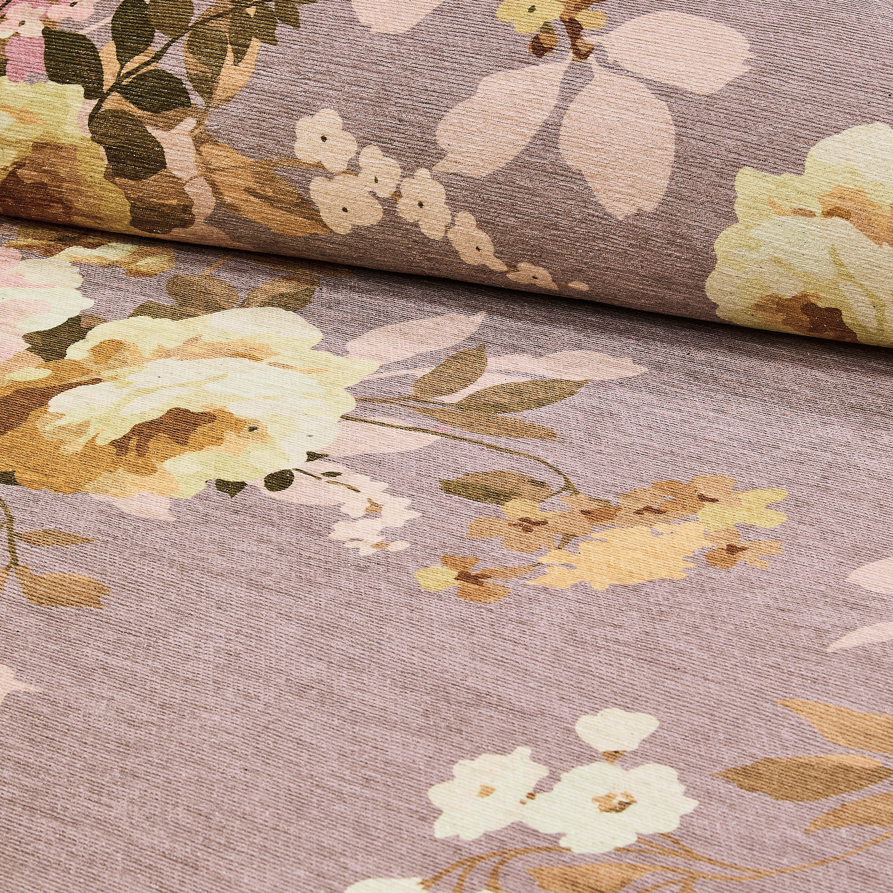 MacKenzie-Childs | Taupe Wild Rose 2' x 3' Washable Rug