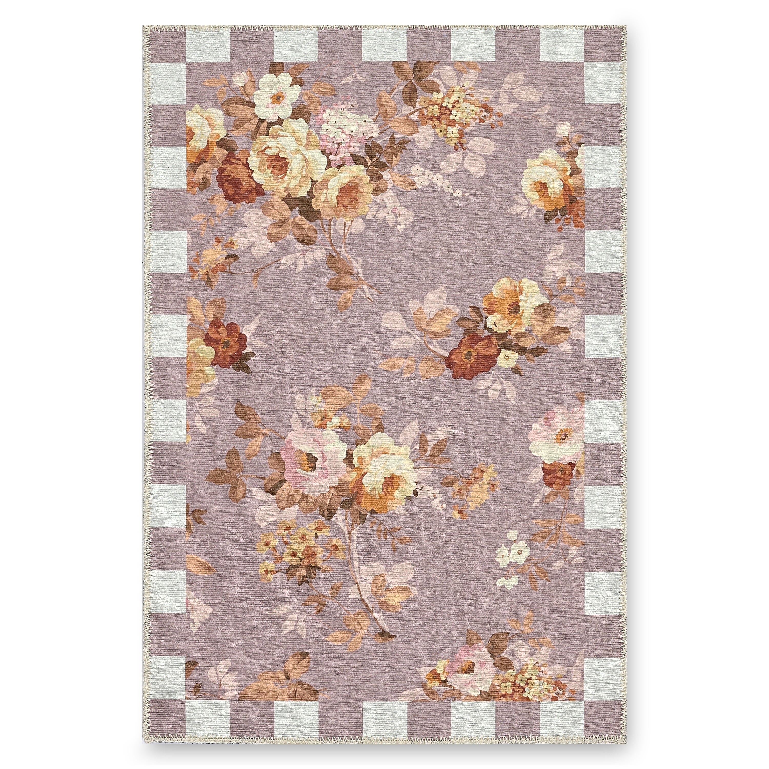 MacKenzie-Childs | Taupe Wild Rose 2' x 3' Washable Rug