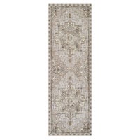 Heriz Checked Mocha 2'6" x 8' Washable Runner