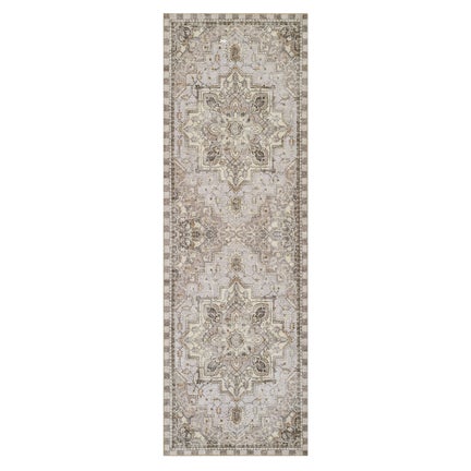 Heriz Checked Mocha 2'6" x 8' Washable Runner