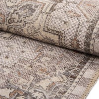 Heriz Checked Mocha 2'6" x 10' Washable Runner