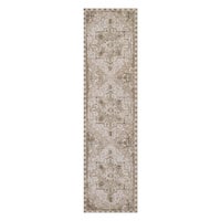 Heriz Checked Mocha 2'6" x 10' Washable Runner
