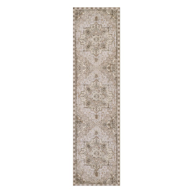 Heriz Checked Mocha 2'6" x 10' Washable Runner image number 0