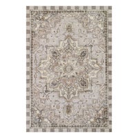 Heriz Checked Mocha 3' x 5' Washable Rug