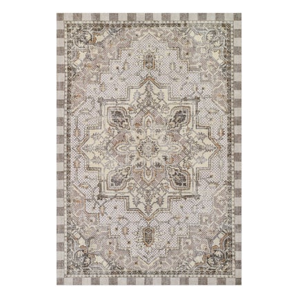 Heriz Checked Mocha 3' x 5' Washable Rug
