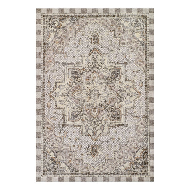 Heriz Checked Mocha 3' x 5' Washable Rug image number 0
