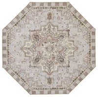 Heriz Checked Mocha 6' Octagon Washable Rug