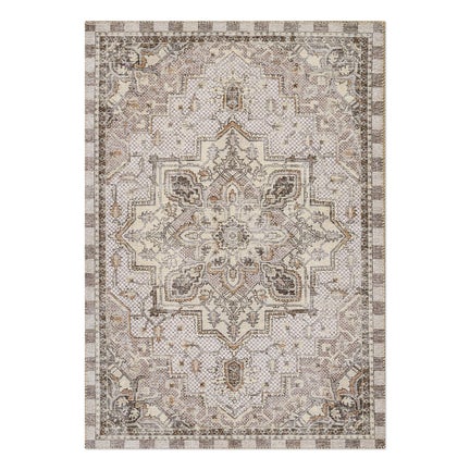 Heriz Checked Mocha 5' x 7'6" Washable Rug