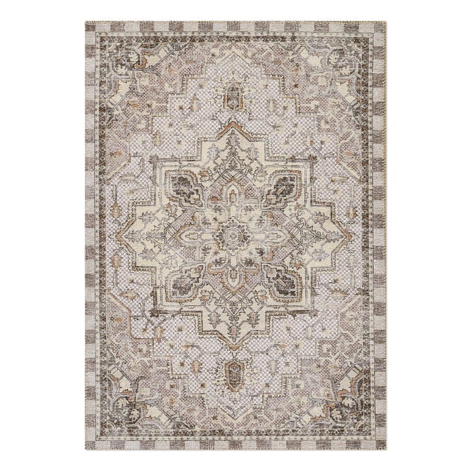 Heriz Checked Mocha 5' x 7'6" Washable Rug image number 0
