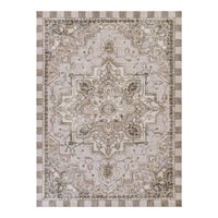 Heriz Checked Mocha 8' x 10' Washable Rug