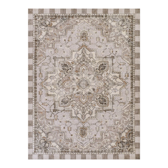 Heriz Checked Mocha 8' x 10' Washable Rug image number 0