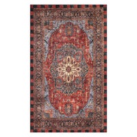 Heriz Checked Red 2'x 3' Washable Rug