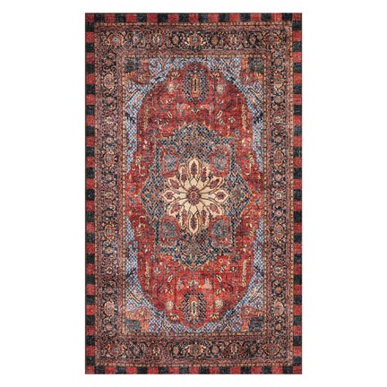 Heriz Checked Red 2'x 3' Washable Rug