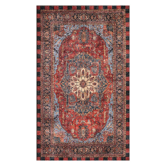 Heriz Checked Red 2'x 3' Washable Rug image number 0