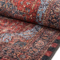 Heriz Checked Red 2'6" x 10' Washable Runner