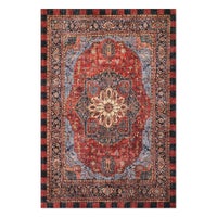 Heriz Checked Red 3' x 5' Washable Rug