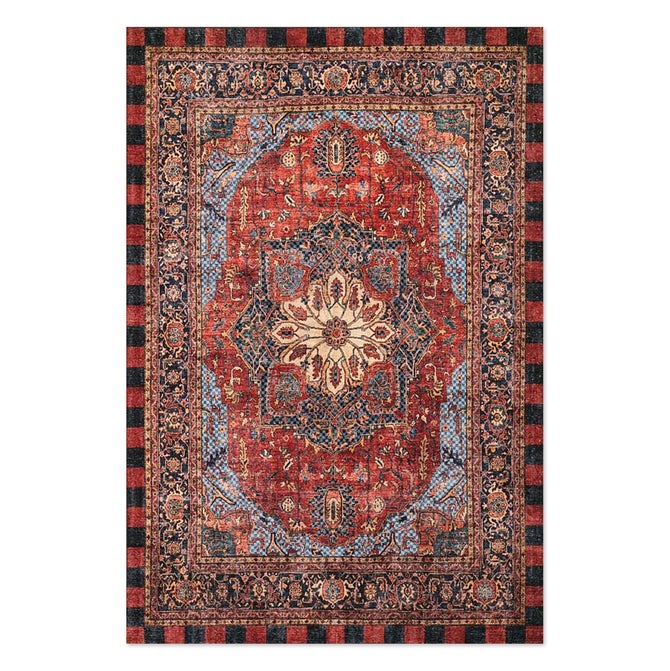 Heriz Checked Red 3' x 5' Washable Rug image number 0