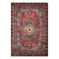 Heriz Checked Red 5' x 7'6" Washable Rug