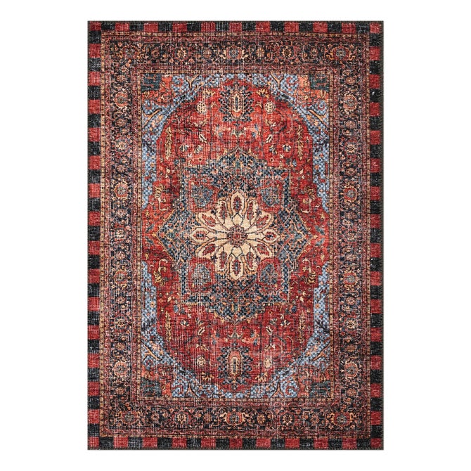 Heriz Checked Red 5' x 7'6" Washable Rug image number 0