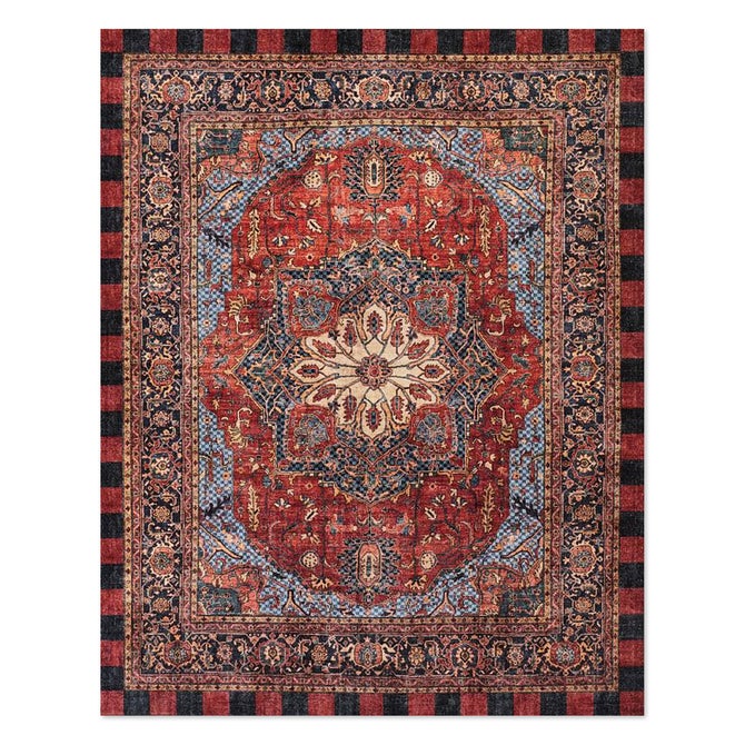 Heriz Checked Red 8' x 10' Washable Rug image number 0