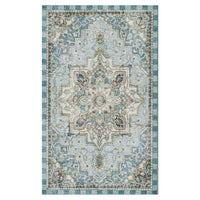 Heriz Checked Aqua 2' x 3' Washable Rug