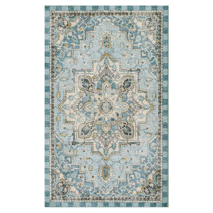 Heriz Checked Aqua 2' x 3' Washable Rug