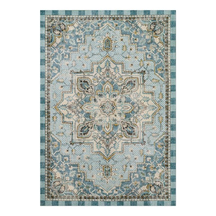 Heriz Checked Aqua 3' x 5' Washable Rug