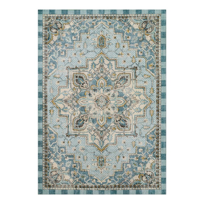 Heriz Checked Aqua 3' x 5' Washable Rug image number 0