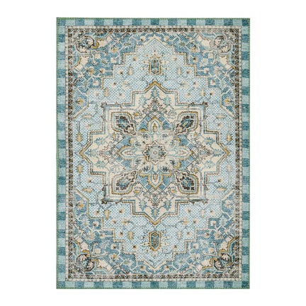 Heriz Checked Aqua 5' x 7'6" Washable Rug