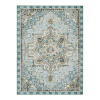 Heriz Checked Aqua 8' x 10' Washable Rug