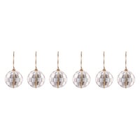 Mocha Check Fabric Large Ball Ornaments, Set of 4
