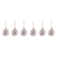 Mocha Check Fabric Large Ball Ornaments, Set of 4