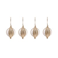 Natural Noel Patchwork Large Ball Ornaments, Set of 4
