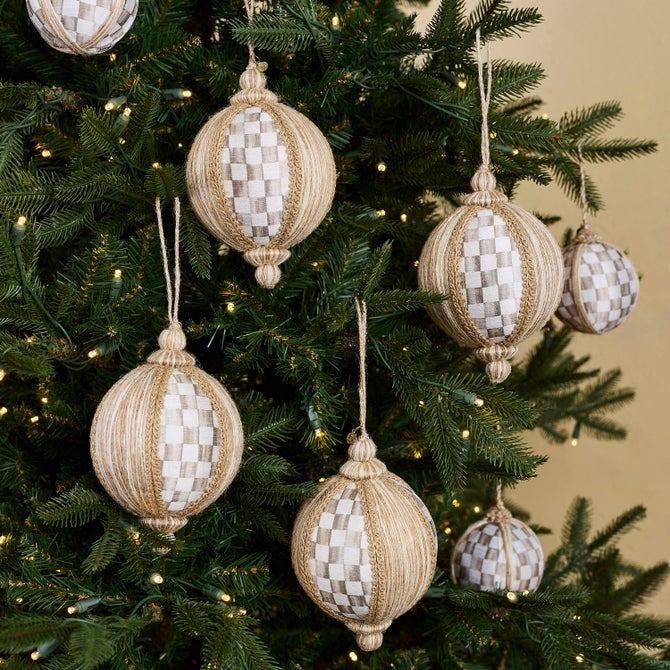 Natural Noel Patchwork Large Ball Ornaments, Set of 4 image number 1