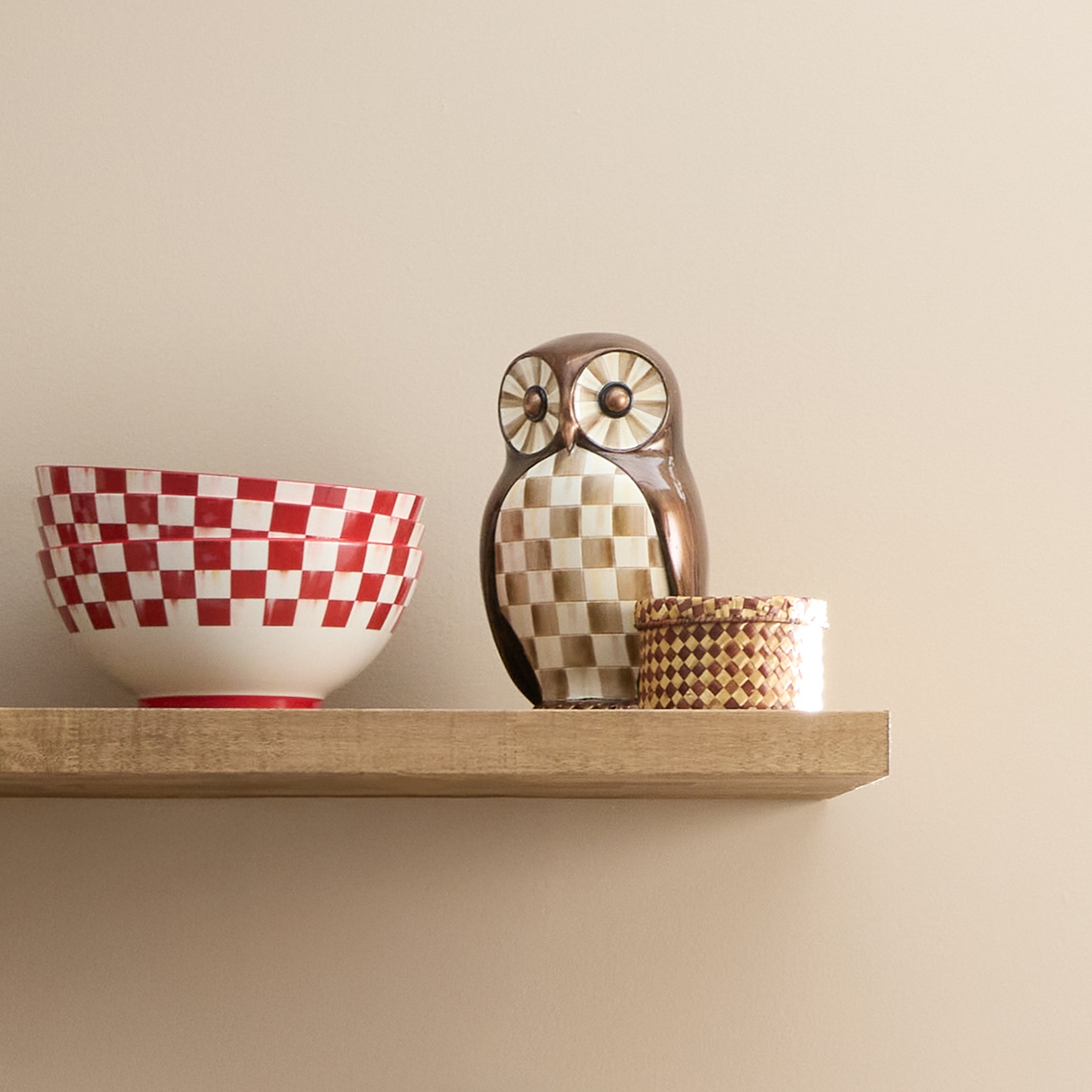 MacKenzie-Childs | Mocha Check Owl
