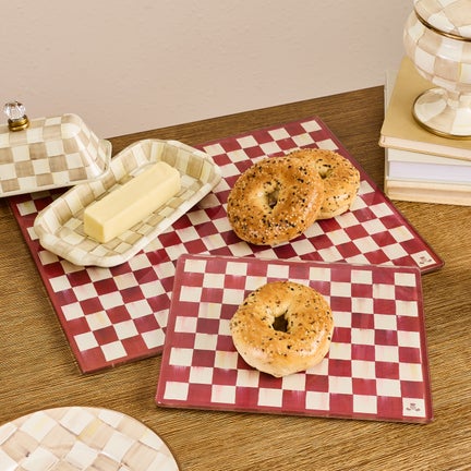 Cherry Check Cutting Board, Set of 2
