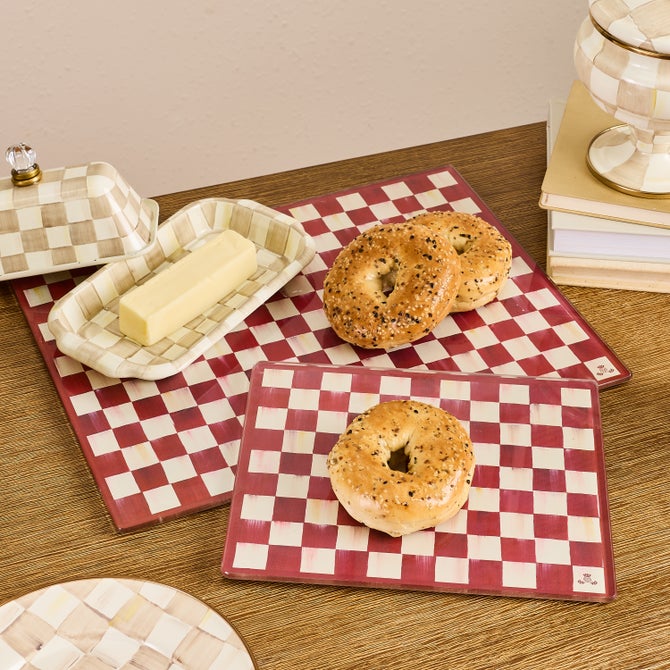 Cherry Check Cutting Board, Set of 2 image number 1