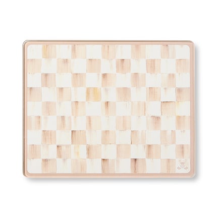 Mocha Check Glass Cutting Boards, Set of 2