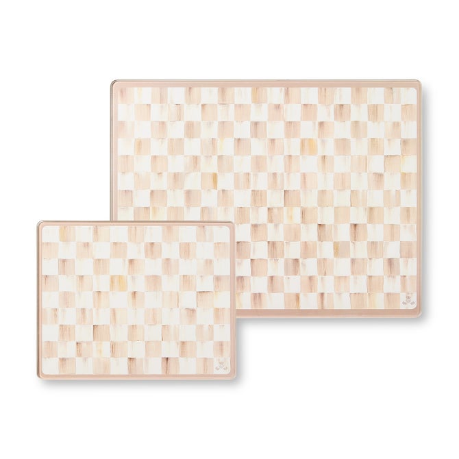 Mocha Check Glass Cutting Boards, Set of 2 image number 0