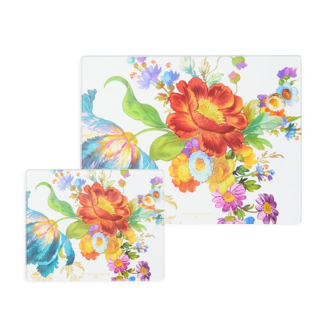 Flower Market Glass Cutting Boards, Set of 2 image number 0