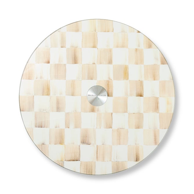 Mocha Check Glass Lazy Susan image number 0