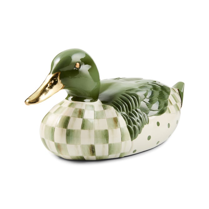 Sage Check Mallard Duck Figurine image number 0
